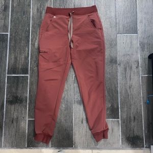 Figs XS joggers. Dark cherry